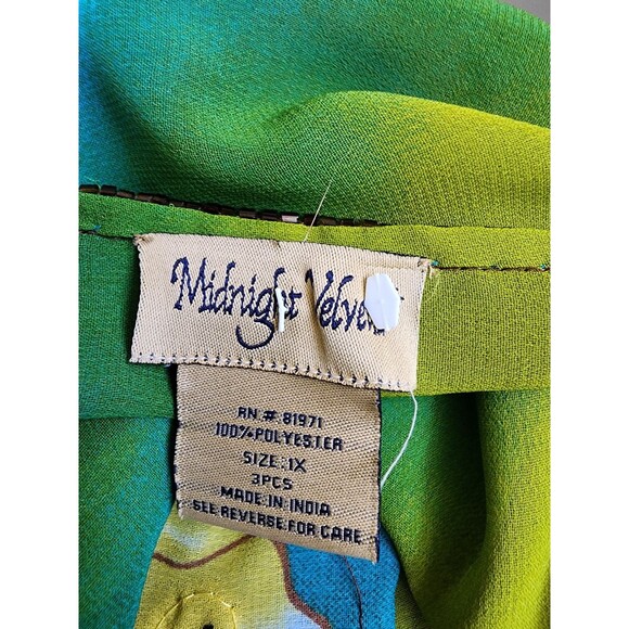 Midnight Velvet 2 Piece Jacket/Tank Plus Size 1X Embellished Flowy - Picture 7 of 15